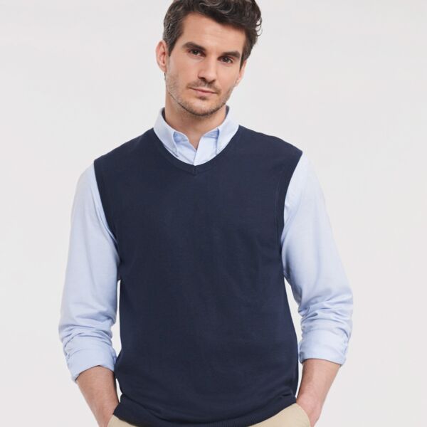 Russell Athletic Collection Sleeveless Cotton Acrylic V Neck Sweater Thumbnail